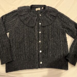 Doen Dark Gray Button-Up Cardigan